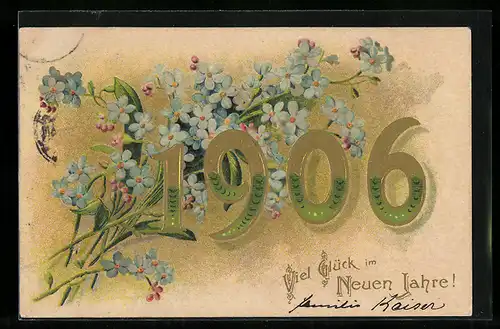 AK Jahreszahl 1906 mit Vergissmeinnicht