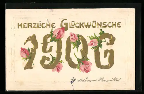 AK Jahreszahl 1906 mit Rosen