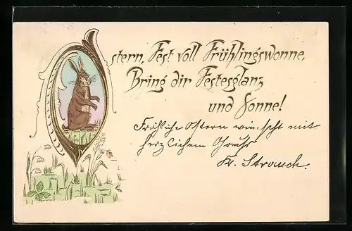 AK Osterhase im Spiegel, Frühlingswonne