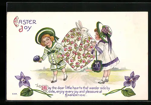 AK Osterhase blickt aus einer Schachtel zu Ostern