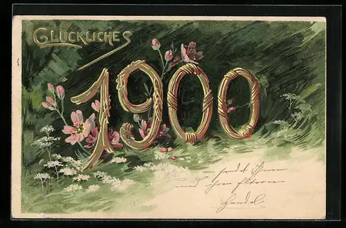 AK Jahreszahl 1900 mit Blumen