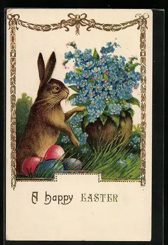 AK Osterhase erblickt Vergissmeinnicht