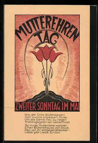 AK Mutterehrentag, Blumen zum Muttertag