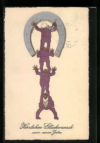 AK Zwerge mit Hufeisen