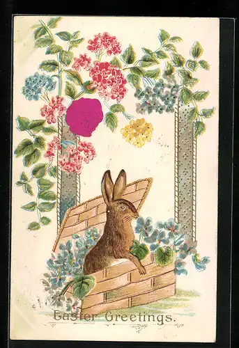 AK Osterhase blickt aus einer Kiste