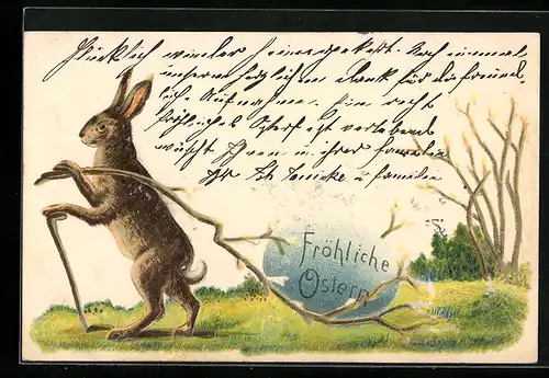 AK Osterhase zieht ein Osterei