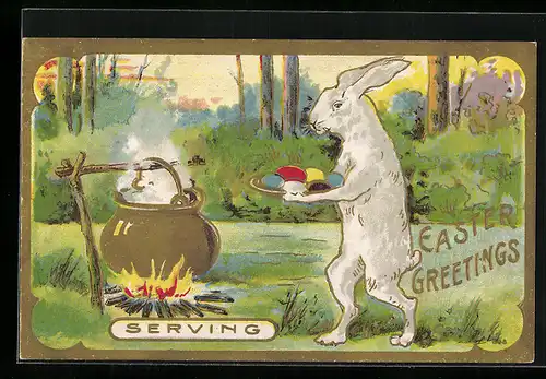 AK Osterhase serviert Ostereier zum Fest