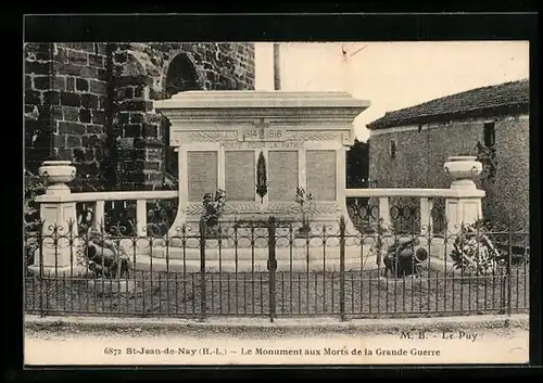 AK St-Jean-de-Nay, Le Monument aux Morts de la Grande Guerre