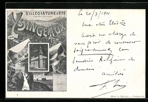 AK Yssingeaux, Ortsansichten und Landkarte