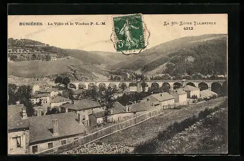AK Dunières, La Ville et le Viaduc