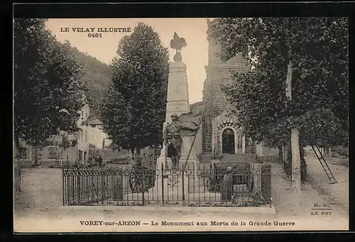 AK Vorey-sur-Arzon, Le Monument aux Morts de la Grande Guerre
