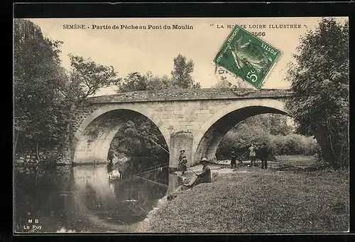 AK Semène, Partie de Peche au Pont du Moulin
