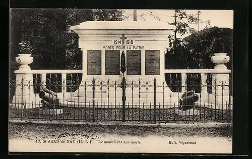 AK St-Jean-de-Nay, Le monument aux morts