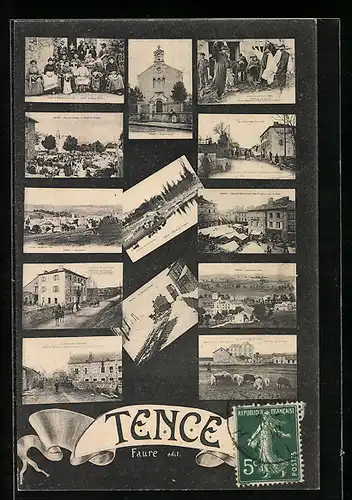 AK Tence, Quartier de la Gare, La Gendarmerie, Hotel de Ville