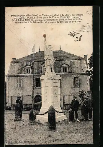 AK Paulhaguet, Monument eleve de la gloire des enfants de Paulhaguet morte pour la France 1914-1918