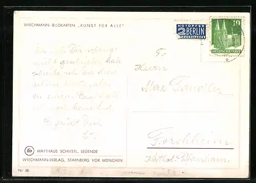 Künstler-AK Matthäus Schiestl: Legende, Maria mit Jesus als Kind