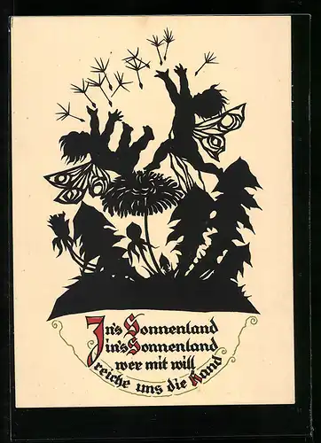 Künstler-AK Georg Plischke: Kleine Feen mit Pusteblume