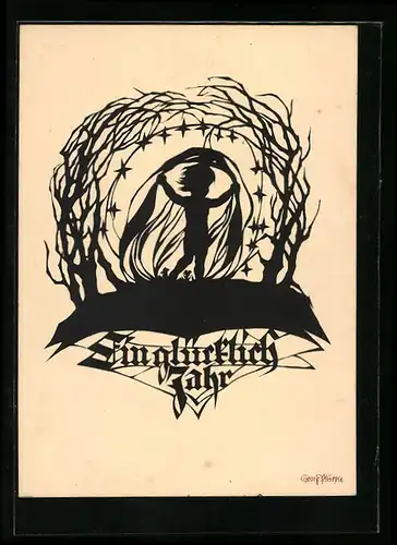 Künstler-AK Georg Plischke: Kleines Kind mit Bändern