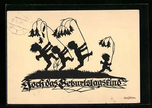 Künstler-AK Georg Plischke: Geburstagsgruss mit Feen und Blumen