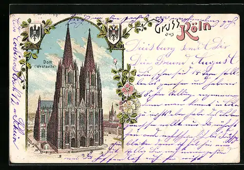 Lithographie Köln, Der Dom von der Westseite