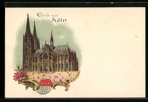 Lithographie Köln, Ansicht des Doms