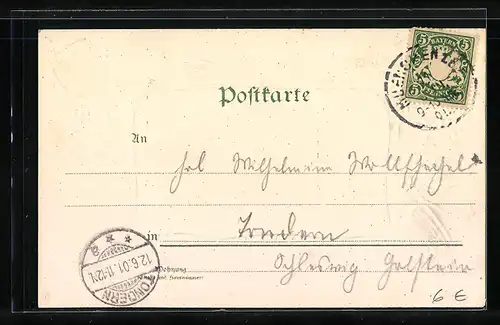 Passepartout-Lithographie München, Bvaria und Ruhmeshalle, Bayrisches Wappen, Kindl, Ornamente