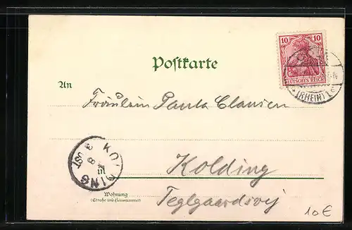 Lithographie Köln, Dom, Uferpartie