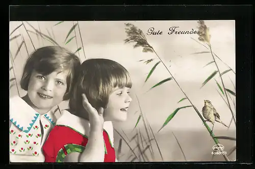 Foto-AK Amag Nr. 63887 /1: Mädchen lauschen dem Gesang eines Vogels