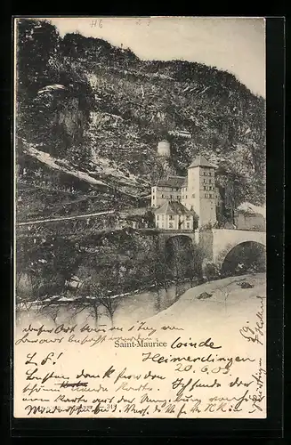 AK Saint-Maurice, Brücke und Burg, Zollstation