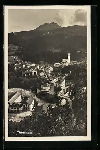 AK Tiefenkastel, Panoramablick mit Brücke aus der Vogelschau