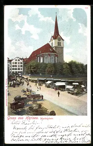AK Herisau, Marktplatz und Kirche