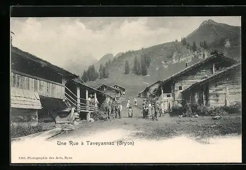 AK Gryon, Taveyannaz, Personnes en une Rue