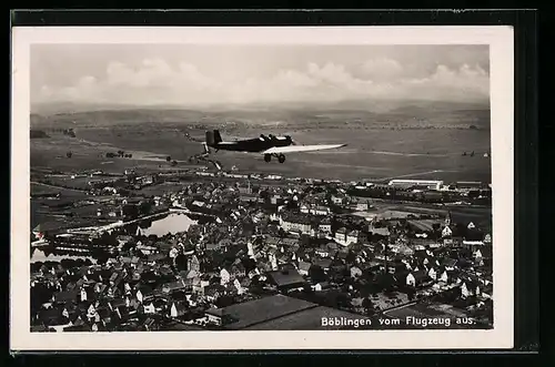 AK Böblingen, Totalansicht, Fliegeraufnahme