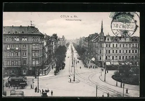 AK Köln-Neustadt, Hohenzollernring mit Strassenbahnen