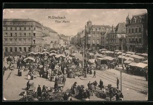 AK Mönchengladbach, Alter Markt, Strassenbahn