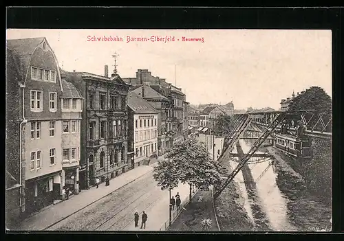 AK Barmen-Elberfeld, Neuerweg, Schwebebahn