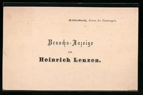 AK Mönchengladbach, Besuchs-Anzeige von Heinrich Lenzen
