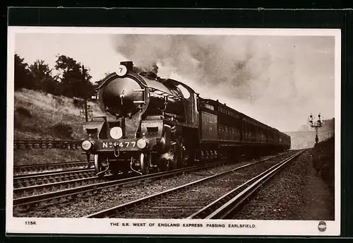 AK The SR West of England Express passing Earlsfield, englische Eisenbahn