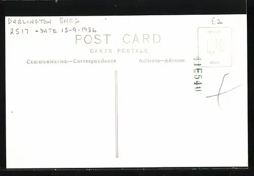 AK Locomotive 2517, englische Eisenbahn