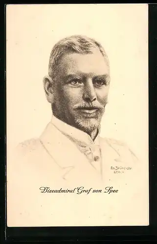 Künstler-AK Portrait vom Vizeadmiral Graf von Spee