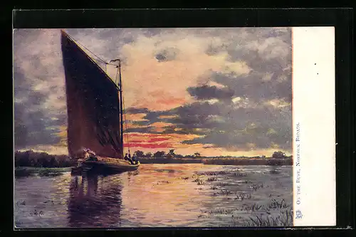 Künstler-AK Raphael Tuck & Sons Nr. 6165: On the River, Norfolk Broads