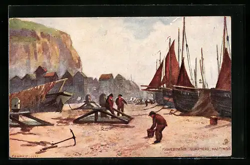 Künstler-AK Raphael Tuck & Sons Nr. 6189: Hastings, Fishermen`s Quarters