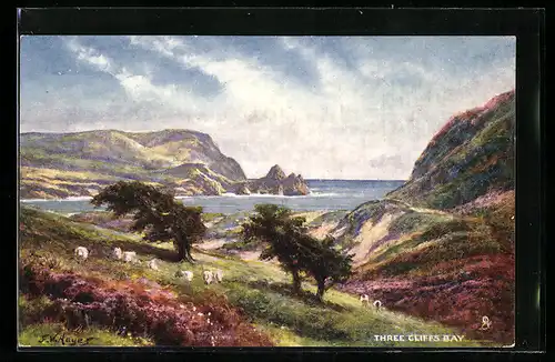 Künstler-AK Raphael Tuck & Sons Nr. 7188: Three Cliffs Bay