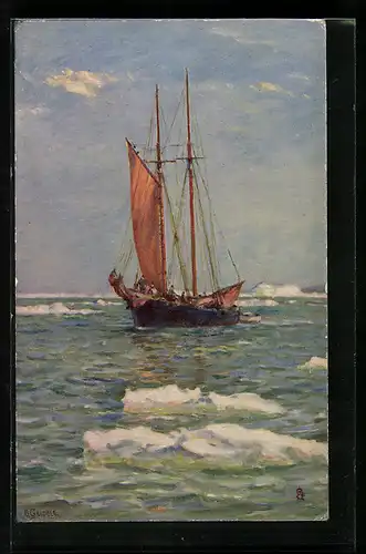 Künstler-AK Raphael Tuck & Sons, Ein Segelschiff auf hoher See