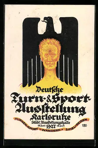 Künstler-AK Karlsruhe, Deutsche Turn- & Sport-Ausstellung 1927