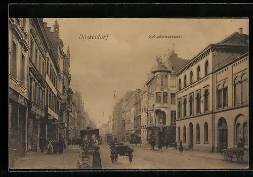 AK Düsseldorf, Szenerie aus der Schadowstrasse
