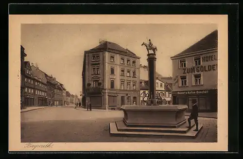 AK Bayreuth, Marktplatz mit Hotel und Kaisers-Kaffee-Geschäft