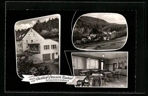 AK Schlehenmühle /Fränk. Schweiz, Gasthaus Backof, Bes. Johann Backof, Ortsansicht