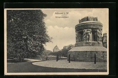 AK Münster i. W., Kriegerdenkmal mit Umgebung