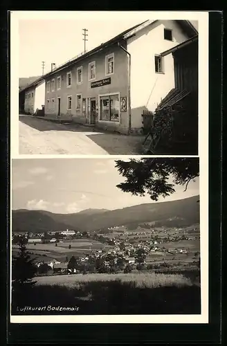 AK Bodenmais, Ortsansicht aus der Vogelschau, Bäckerei Josef Adam